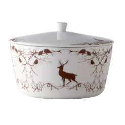 Alveskog serveerterrine met deksel, Wit-bruin