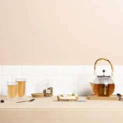 Assam theepot met bamboe handvat 1 l, Helder