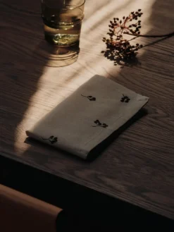 Baies katoenen servet 40x40 cm 4-pack, Natural-dark chocolate