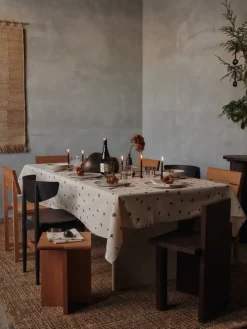 Baies katoenen servet 40x40 cm 4-pack, Natural-dark chocolate