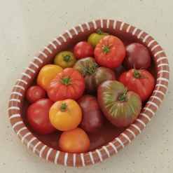 Barro ovale serveerschaal, Natural with stripes, large 27x36 cm