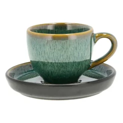 Bitz espressokop met schotel 7 cl, Groen-zwart