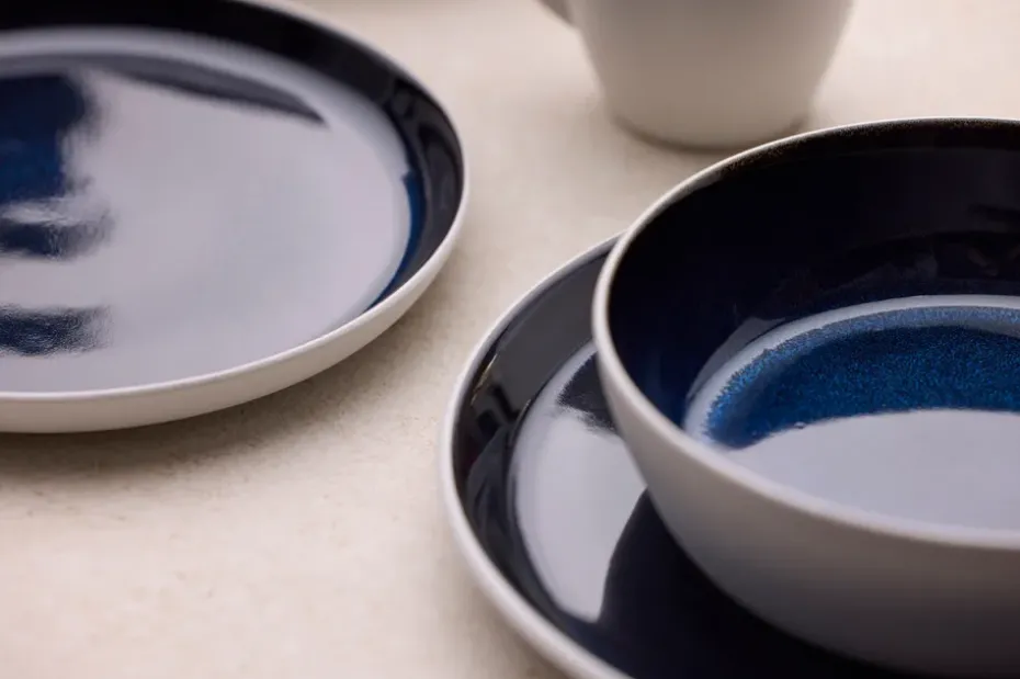 Bitz soepkom Ø 18 cm, Wit-donkerblauw