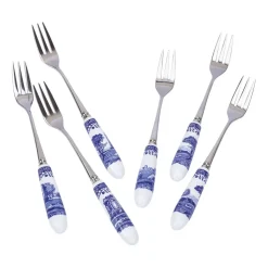 Blue Italian dessertvork 6-pack, Keramiek-roestvij staal