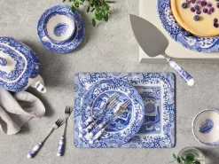 Blue Italian dessertvork 6-pack, Keramiek-roestvij staal