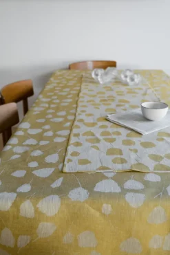 Bouquet tafelloper 150x45 cm, Geel-wit