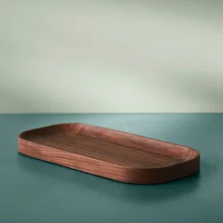 Carved Wood dienblad ovaal, Walnoot