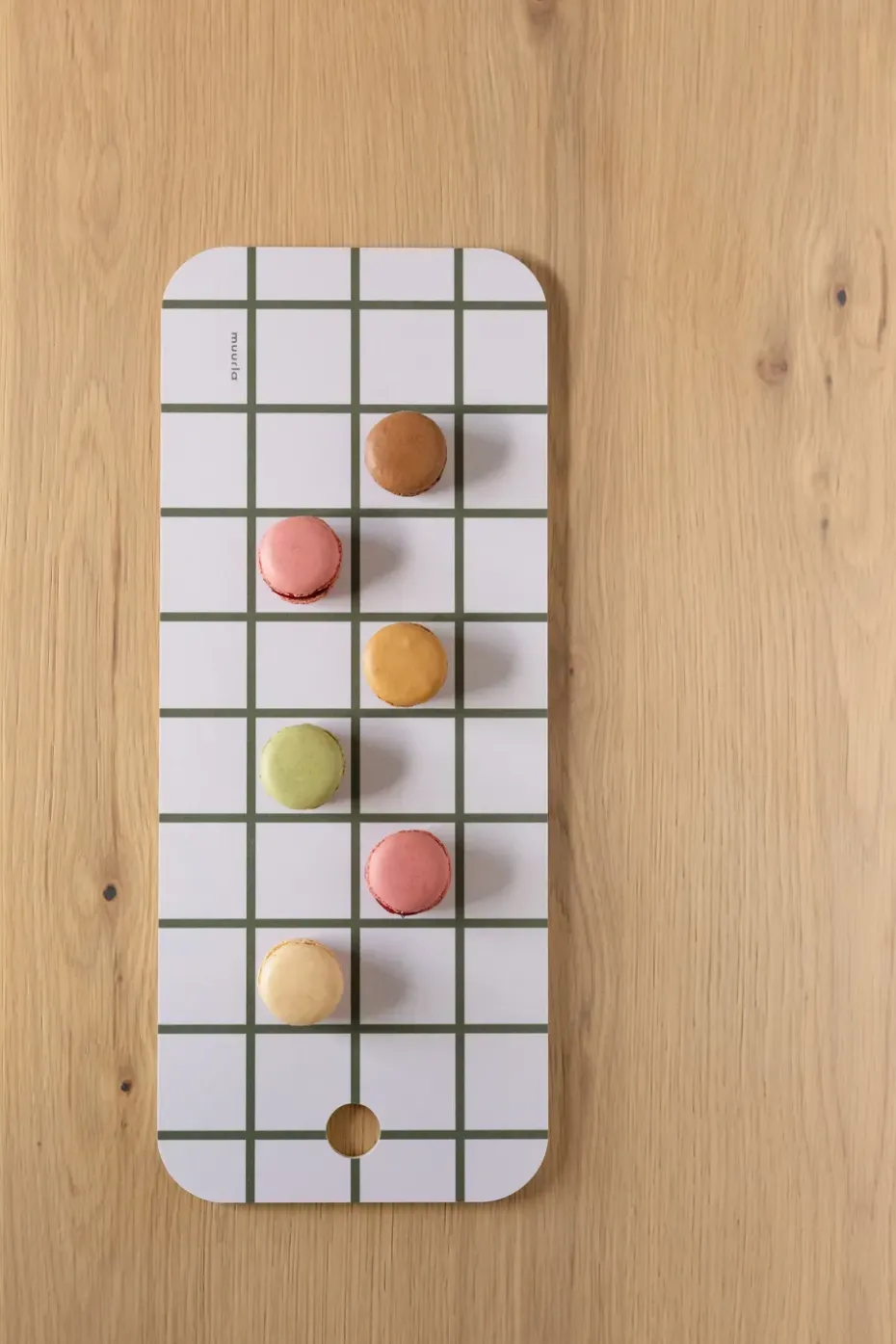 Checks & Stripes dienblad 18x44 cm, Green-beige