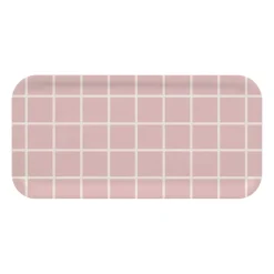 Checks & Stripes dienblad 13x27 cm, Roze-wit
