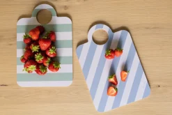 Checks & Stripes dienblad 21x31 cm, Mint-blauw