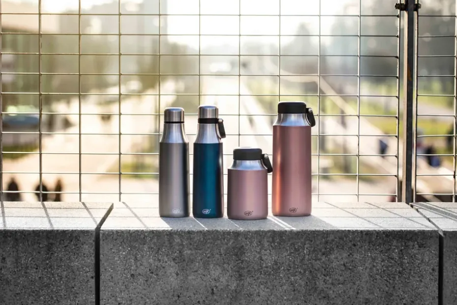 City dubbelwandige waterfles 0,5 l, Blauw satijn