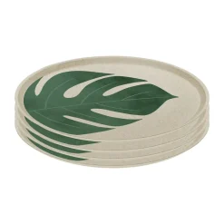 Connect bord Ø25,5 cm 4-pack, Monstera leaf