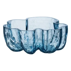 Crackle kom 10,5 cm, Circulair glas (Blauw)