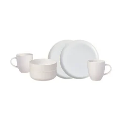 Crafted cotton servies 6-delig, White