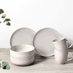 Crafted cotton servies 6-delig, White