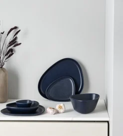 Curve Stoneware serveerschaal 30x35 cm, Navy blue