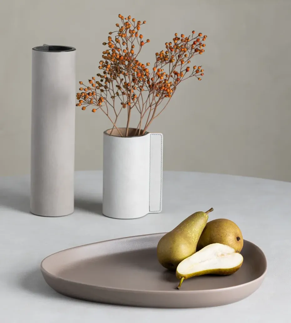 Curve Stoneware serveerschaal 30x35 cm, Warm grey