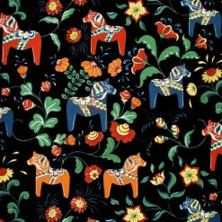 Dalahäst tafelzeil, zwart