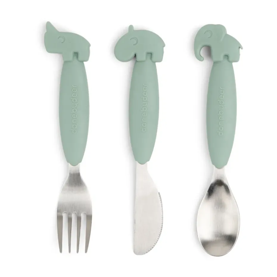 Deer Friends Easy-grip bestekset 3-delig, Green