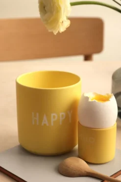 Design Letters eierdop 2-pack, Hello-yellow