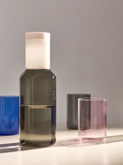 Design Letters glazen karaf tube 1 L, Smoke/milky white