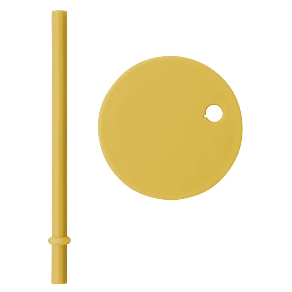 Design Letters rietje met deksel, Mustard