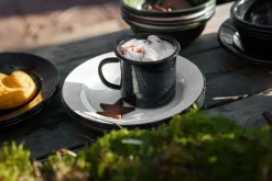 Doris emaille bord Ø20 cm, Zwart