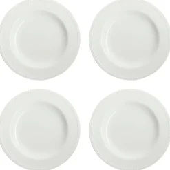 Dots bord 28 cm 4 stuks, Crème wit