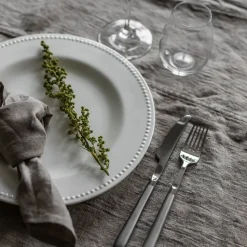 Dots bord 28 cm 4 stuks, Crème wit