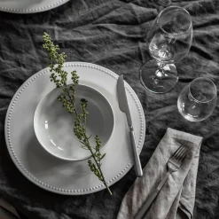 Dots bord 28 cm 4 stuks, Crème wit