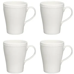 Dots mok 35 cl 4 stuks, Crème wit