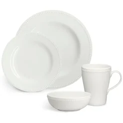 Dots mok 35 cl 4 stuks, Crème wit