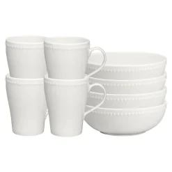 Dots ontbijtkom 60 cl 4 stuks, Crème wit