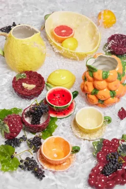 Druif schaal met deksel, Paars