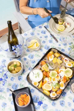 Eden gewaxte doek 150x250 cm, Blauw