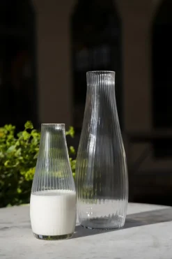 Ernst karaf geribbeld glas, Helder, Ø10x28 cm