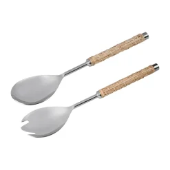 Ernst saladebestek gevlochten handvat 2-delig, Zeegras, 28 cm