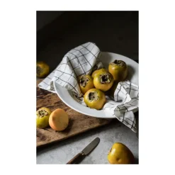 Ernst servet groot geruit 40x40 cm, Wit-bruin