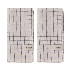 Ernst servetten 2-pack geruit 40x40 cm, Blauw-beige