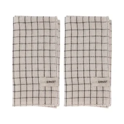 Ernst servetten 2-pack geruit 40x40 cm, Zwart-beige