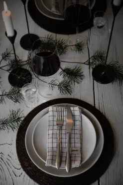 Ernst servetten 2-pack geruit 40x40 cm, Zwart-beige