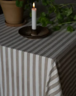 Ernst tafelkleed gestreept 145x300 cm, Beige-wit