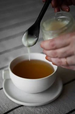 Ernst theekop met schotel 7,5 cm, Wit zand