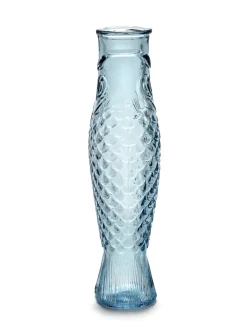 Fish & Fish glazen fles 85 cl, Light blue