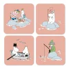Fiske Moomin zomer 2022 glasonderzetters 4-pack, Roze