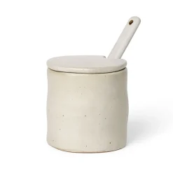 Flow jampot met lepel, Off-white speckle