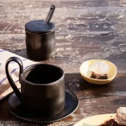 Flow jampot met lepel, Zwart