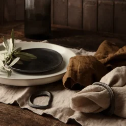 Flow servetring 4-pack, Zwart messing