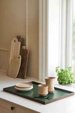 Frame dienblad large 35,5x50,6 cm, Gerookt eikenhout-groen