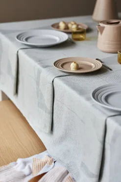 Geometric tafelkleed 147x250 cm, Blauw-wit